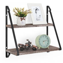 2-Tier Wall Mount Wooden Wall Shelf